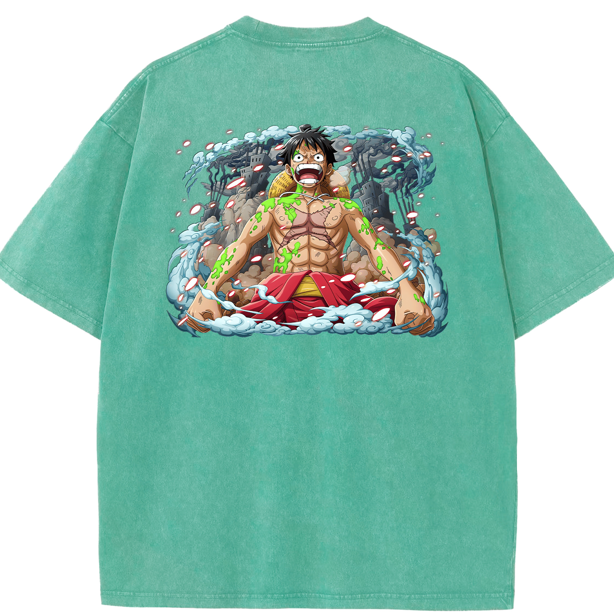 ワンピース モンキー・D・ルフィ ONE PIECE Monkey D. Luffy 綿100% ヴィンテージ風 半袖Tシャツ（背面プリント）